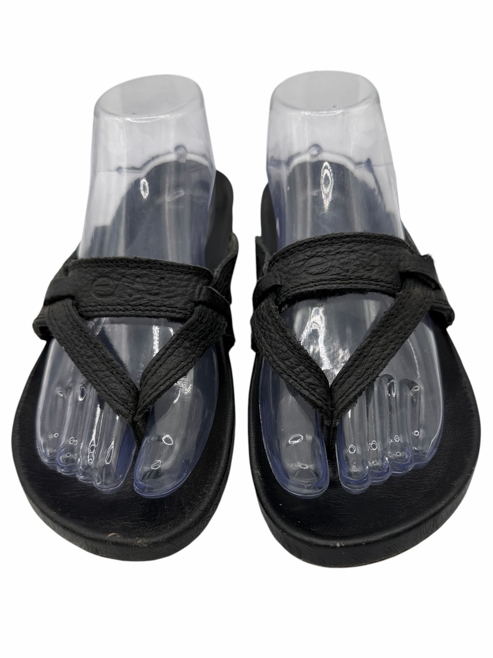 Emu Black Leather Thong Sandals - Size 8.5